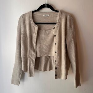 Madewell Beige Knit Cardigan and Tank Set halsted